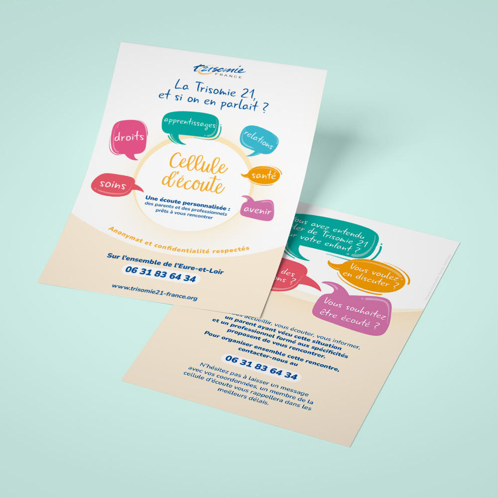 Flyer Cellule d'écoute pour l'association Trisomie 21