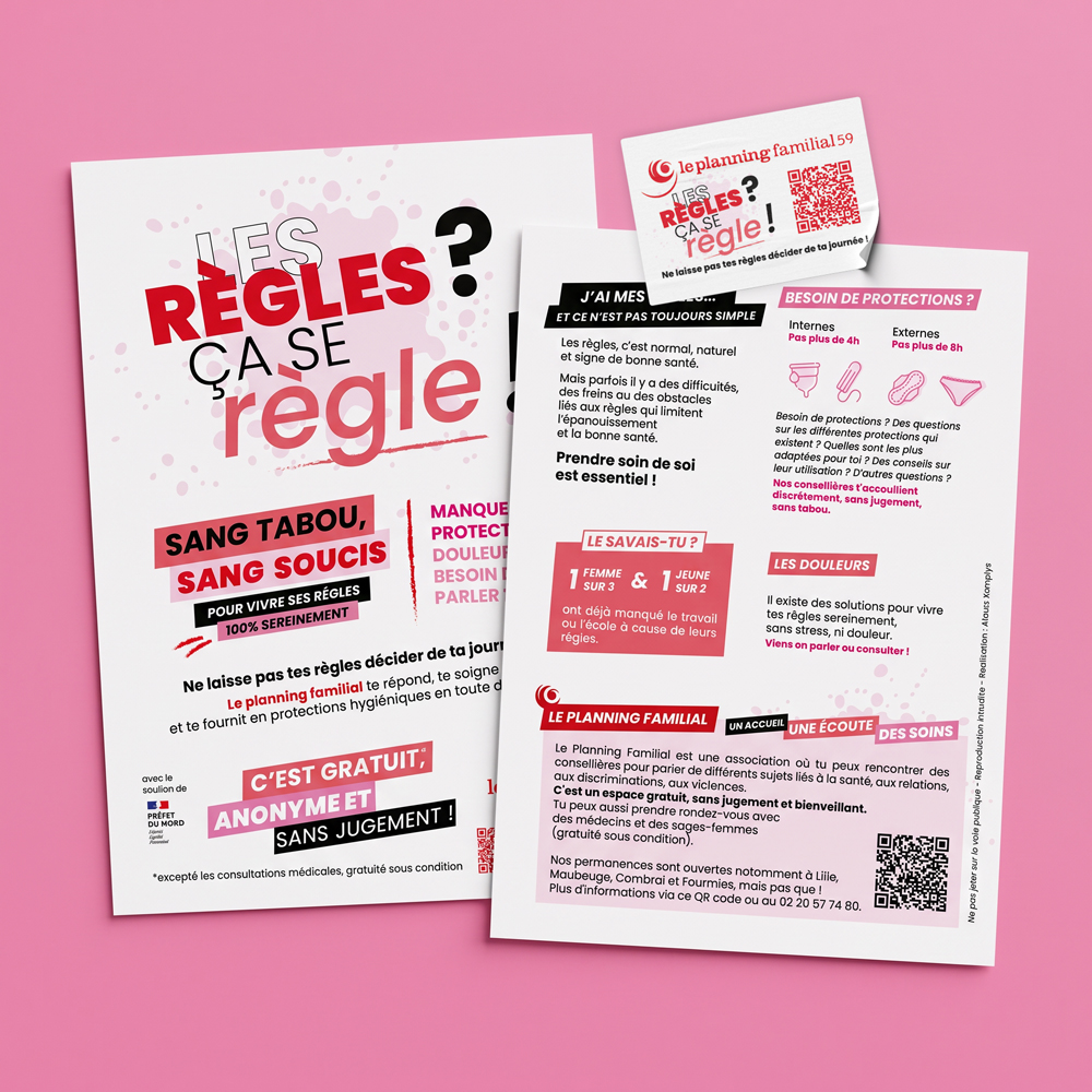 Flyer, affiche et sticker pour le Planning Familial du Nord